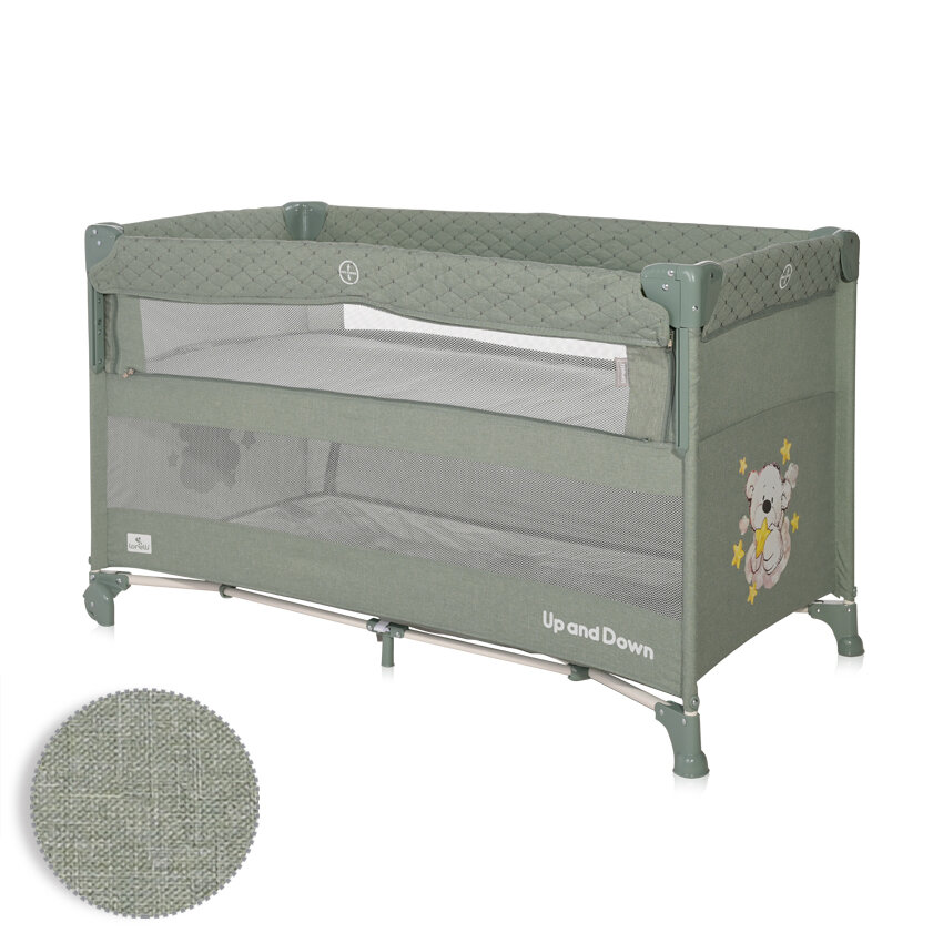 Lorelli Up & Down Παρκοκρέβατο Συγκοίμησης 74x65x125cm Iceberg Green Teddy Bear