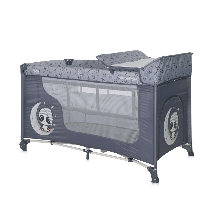 Lorelli Moonlight 2 Layers Παρκοκρέβατο Cool Gray Pandas