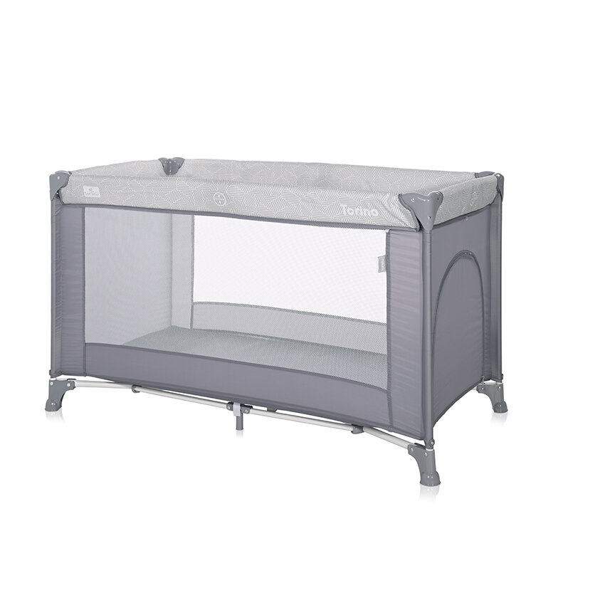Lorelli Torino 1 Layer Παρκοκρέβατο Gray Striped Elements