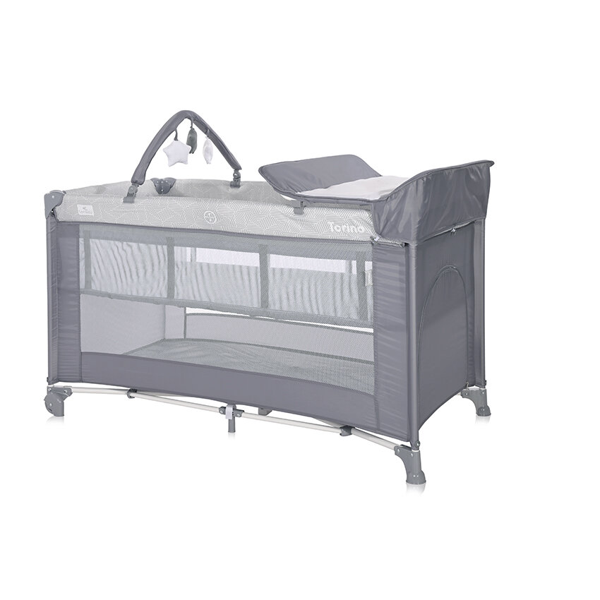 Lorelli Torino 2 Layers Plus Παρκοκρέβατο Gray Striped Elements