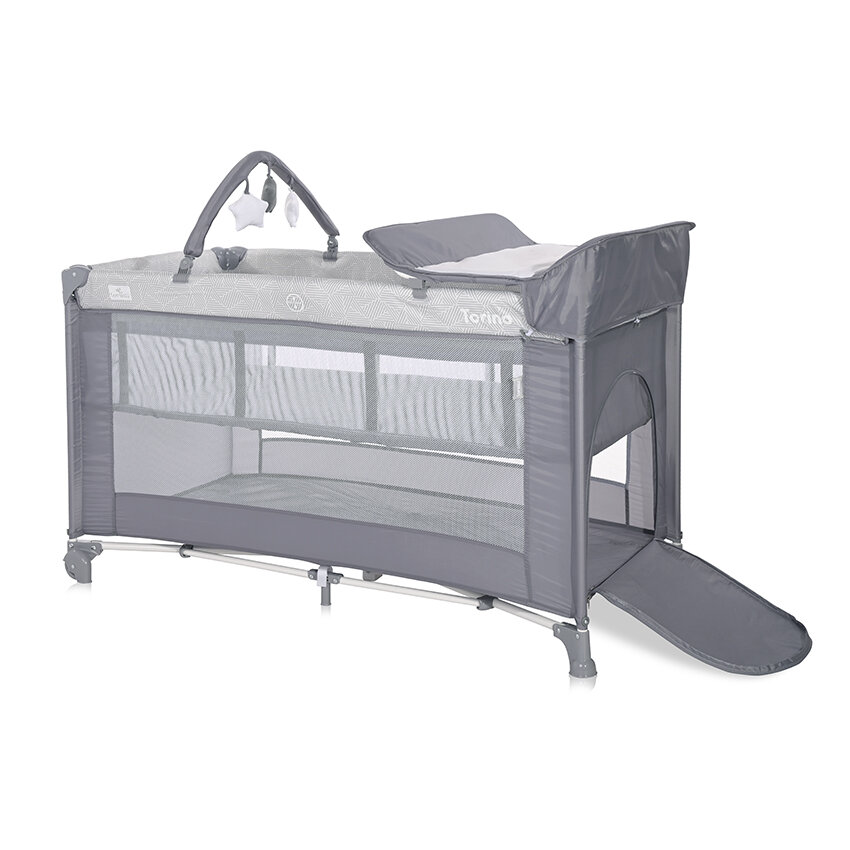 Lorelli Torino 2 Layers Plus Παρκοκρέβατο Gray Striped Elements