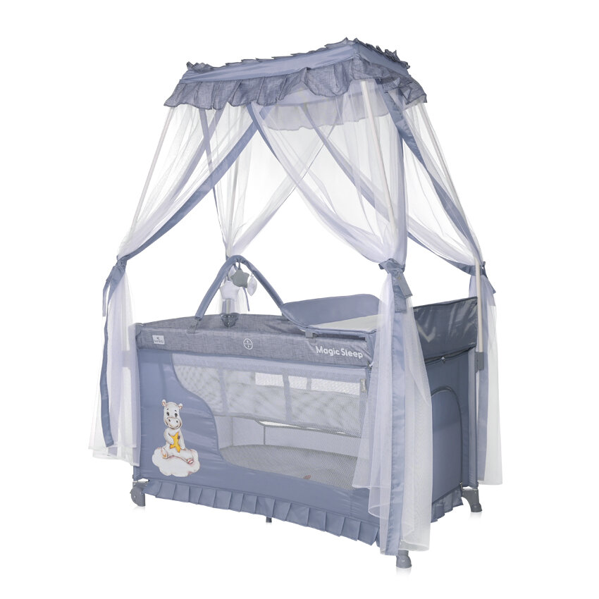 Lorelli Magic Sleep Παρκοκρέβατο Gray Hippo