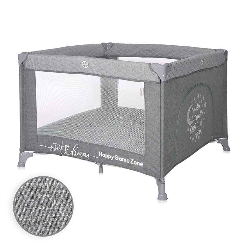 Lorelli Happy Game Zone Παρκοκρέβατο Cool Gray Stars