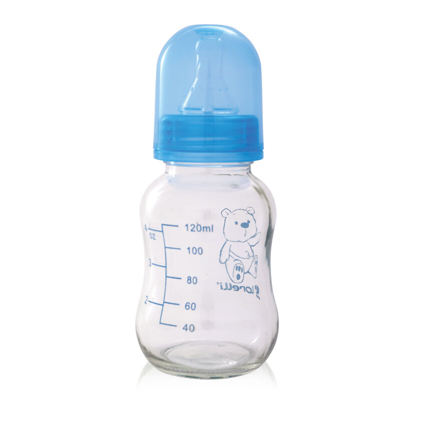 Lorelli Γυάλινο Μπιμπερό με Θηλή Σιλικόνης 120ml 0+ Moonlight Blue