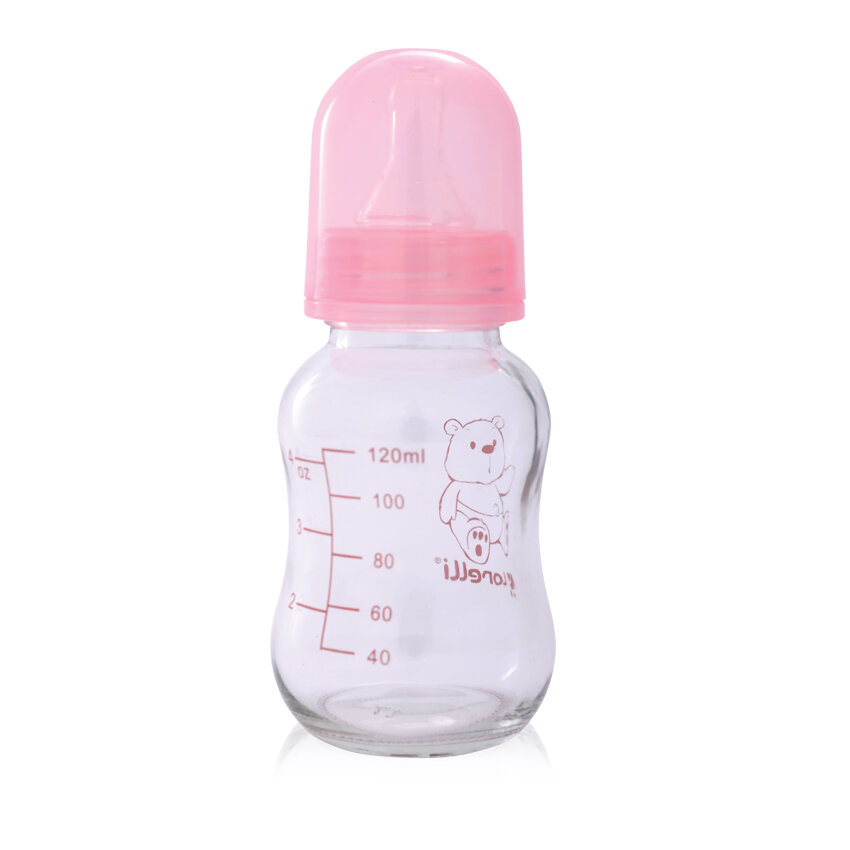Lorelli Γυάλινο Μπιμπερό με Θηλή Σιλικόνης 120ml 0+ Pink