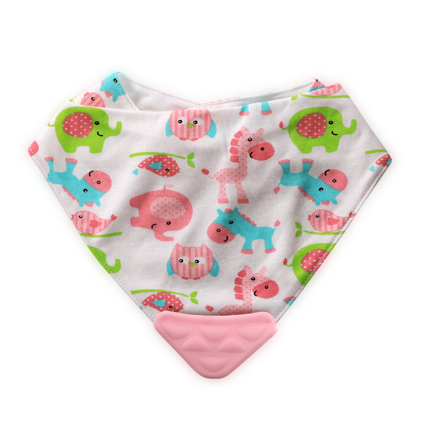 Lorelli Σαλιάρα Βρεφική Bandana με Μασητικό Animals Pink
