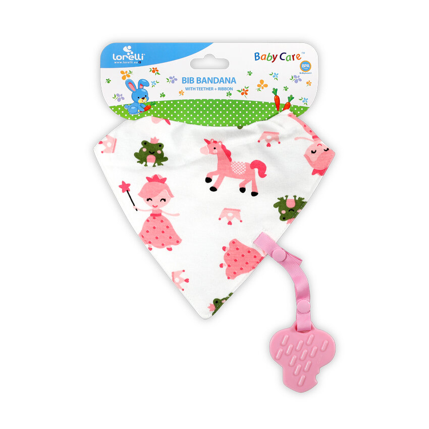Lorelli Σαλιάρα Βρεφική Bandana με Μασητικό Princess Pink