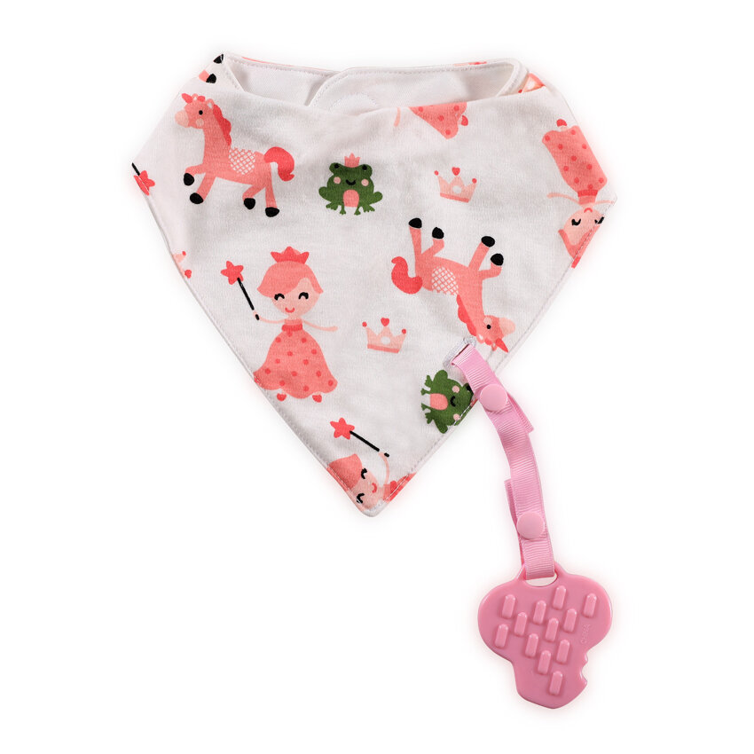 Lorelli Σαλιάρα Βρεφική Bandana με Μασητικό Princess Pink