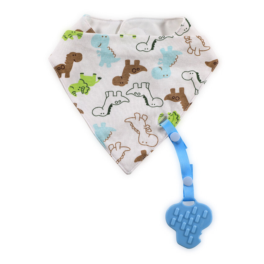Lorelli Σαλιάρα Βρεφική Bandana με Μασητικό Dino Blue
