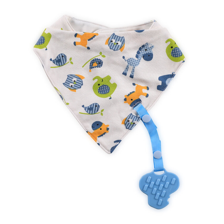 Lorelli Σαλιάρα Βρεφική Bandana με Μασητικό Animals Blue