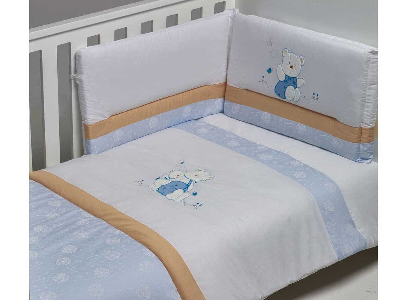 Bebecor Happy Bear Προίκα Kούνιας Κέντημα Σετ 3 Τμχ Blue