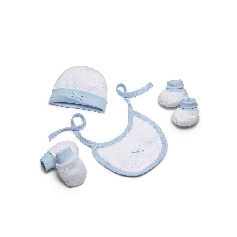 Interbaby Dots Σετ Δώρου 4 τμχ (0-6 μηνών) Blue SET01-01