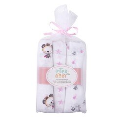 Interbaby Πάνες Αγκαλιάς (80×80) Σετ 3 Τεμ Pink 99980-02