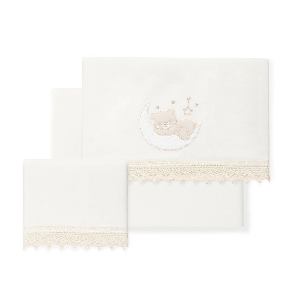 Interbaby Oso Luna Σεντόνια Λίκνου 50×80 Σετ 3 Τεμ White Beige